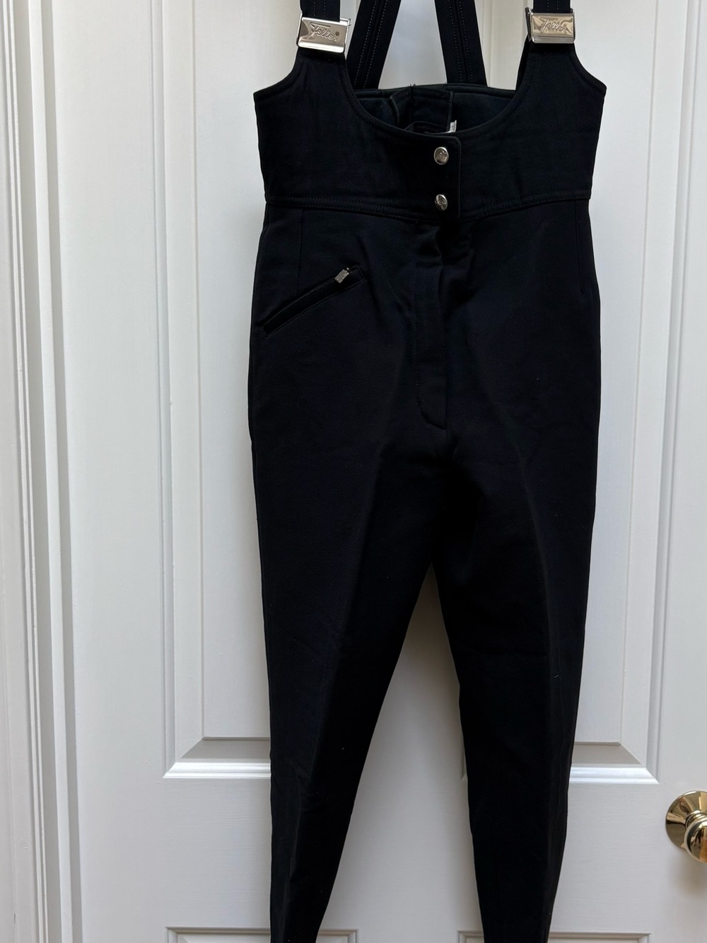 Vintage Austrian Feller Women's Black High-Waist Wool Blend Bib Ski Pants